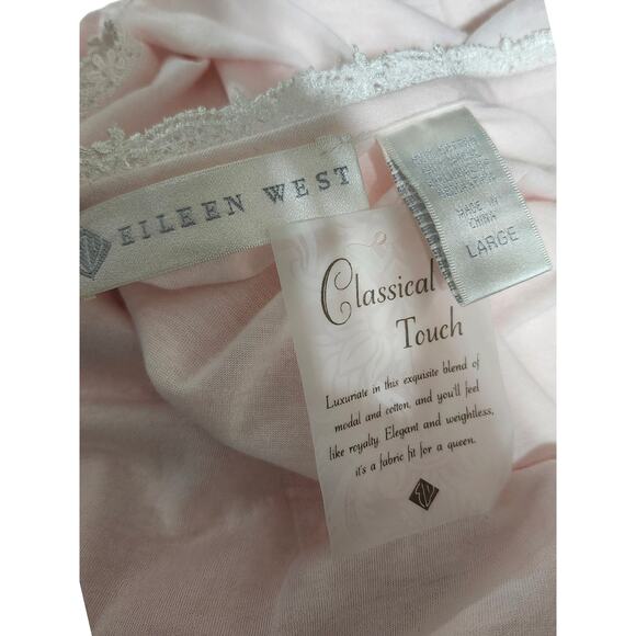 Eileen West Classical Touch Nightgown Large Pink Maxi V-Neck Lace Trim & Bow New - Picture 11 of 11
